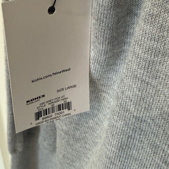 NWT Women's Nine West Essential Cardigan Light Grey size large - Picture 6 of 9